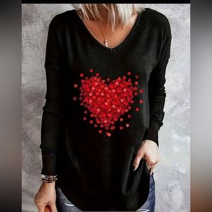 V neck long sleeve hearts a plenty top